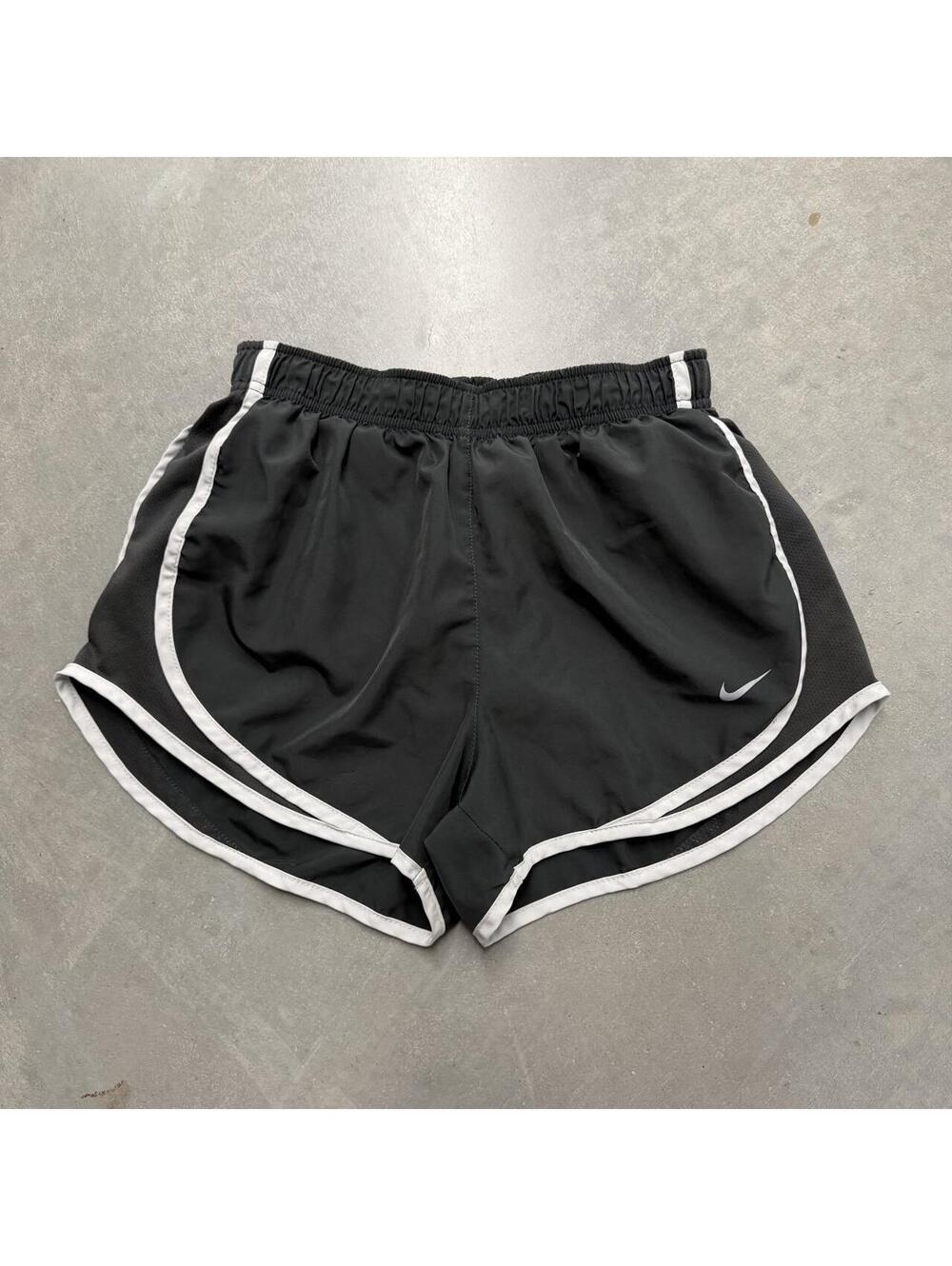 2000s Women's Nike Athletic Training Running Shorts Black and White Sized Small